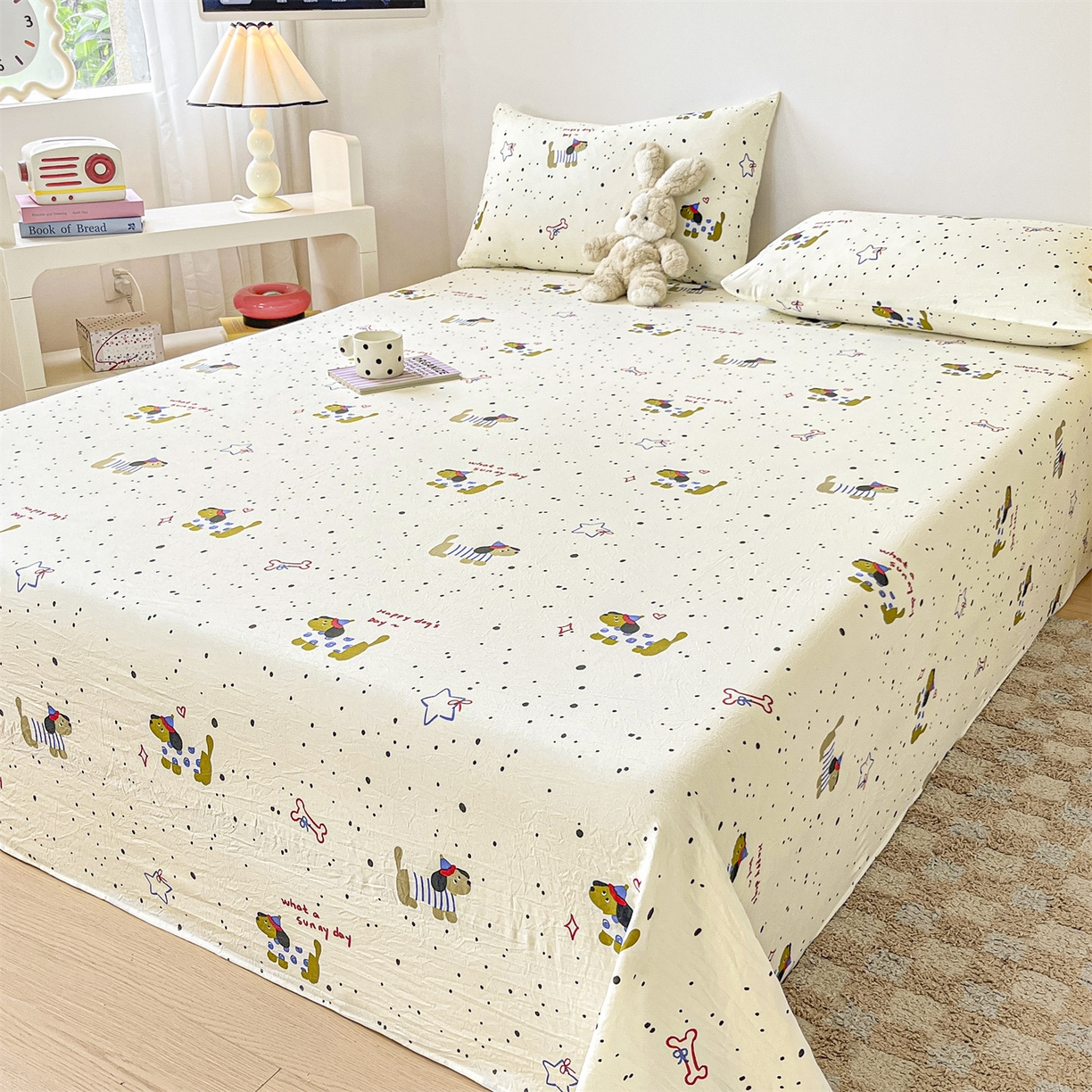 91家纺网 家纺一手货源 找家纺 （总）盛秋家纺 2025新款A类水洗棉卡通印花床单单品床单