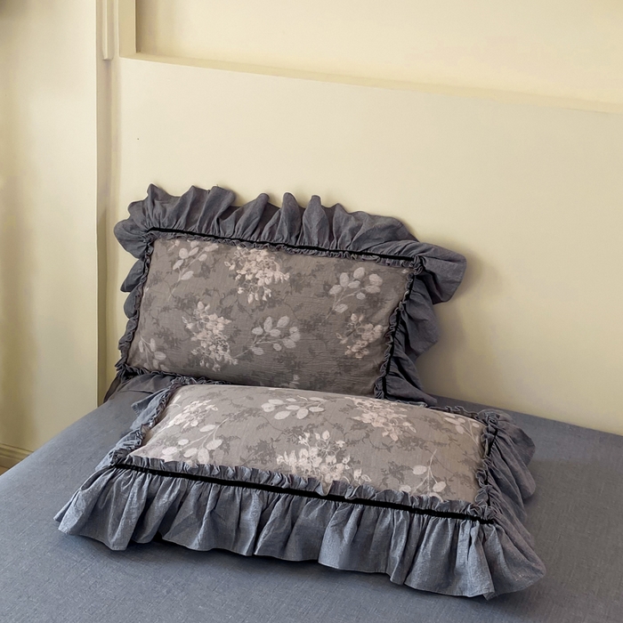 91家纺网 家纺一手货源 找家纺 大麦家纺 2025新款复古风高端提花水洗亚麻原麻四件套 海棠花开