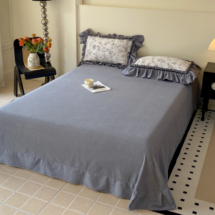 91家纺网 家纺一手货源 找家纺 大麦家纺 2025新款复古风高端提花水洗亚麻原麻四件套 花之舞