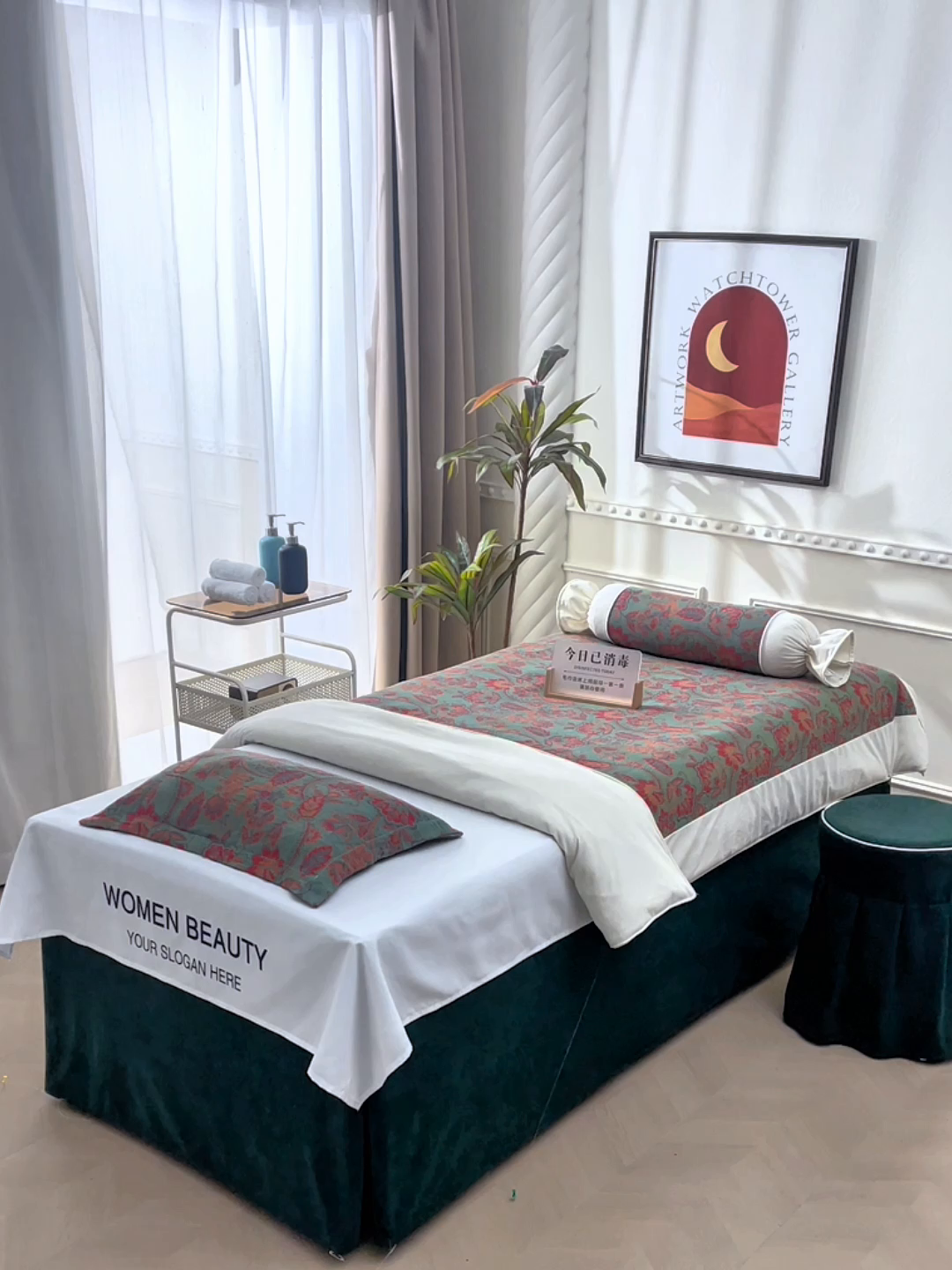 91家纺网 家纺一手货源 找家纺 （总）不打烊家纺 2025新款全棉有氧双层纱羊毛尼美容床罩系列套件-美好旋律