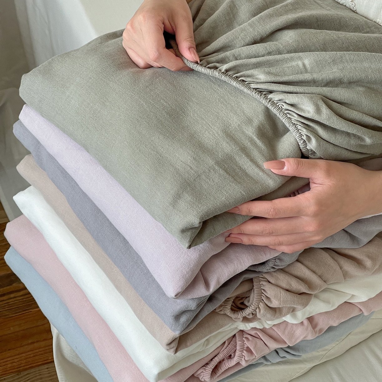 三味舒屋 2025新款花边美学全棉双层纱单品单床笠 组合图仅供展示