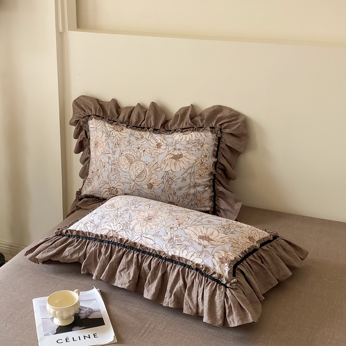 91家纺网 家纺一手货源 找家纺 大麦家纺 2025新款复古风高端提花水洗亚麻原麻四件套 满园花开