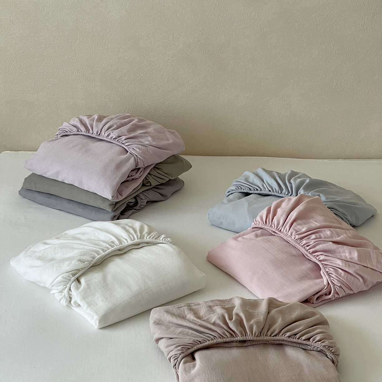 91家纺网 家纺一手货源 找家纺 三味舒屋 2025新款花边美学全棉双层纱单品单床笠 组合图仅供展示