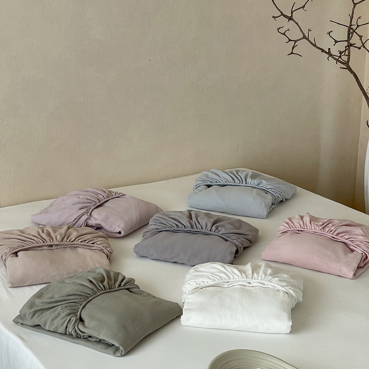 91家纺网 家纺一手货源 找家纺 三味舒屋 2025新款花边美学全棉双层纱单品单床笠 组合图仅供展示