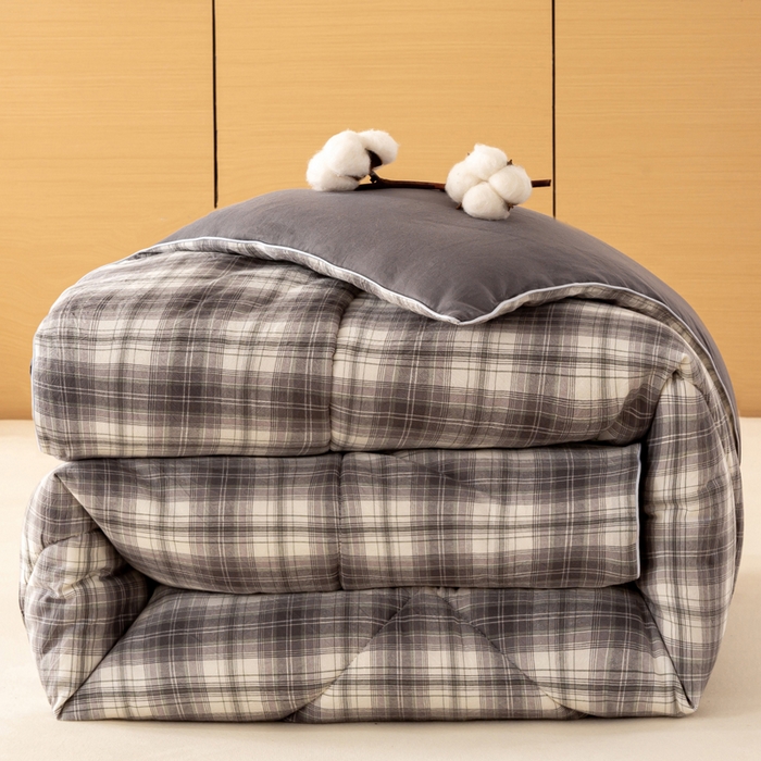 91家纺网 家纺一手货源 找家纺 美梦之都 2025新款全棉纯棉A类新疆棉花冬被被子被芯 灰中格