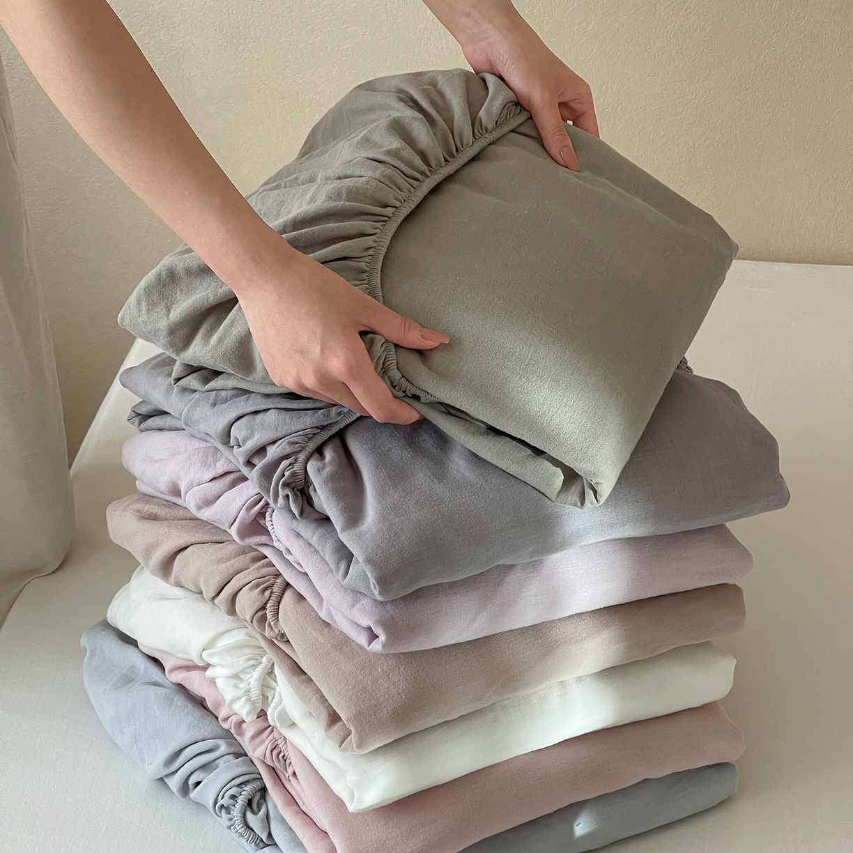 91家纺网 家纺一手货源 找家纺 三味舒屋 2025新款花边美学全棉双层纱单品单床笠 组合图仅供展示