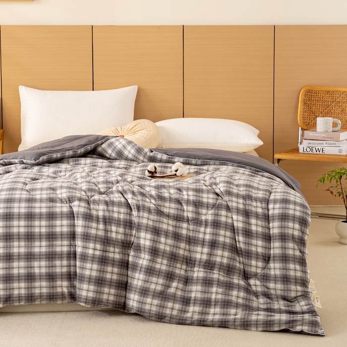 91家纺网 家纺一手货源 找家纺 美梦之都 2025新款全棉纯棉A类新疆棉花冬被被子被芯 灰中格