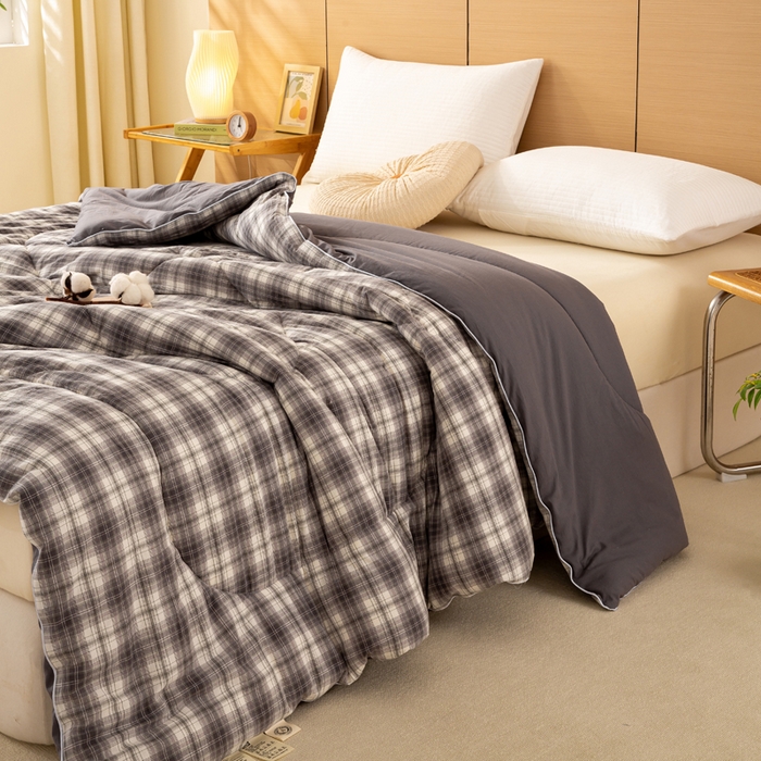 91家纺网 家纺一手货源 找家纺 美梦之都 2025新款全棉纯棉A类新疆棉花冬被被子被芯 灰中格