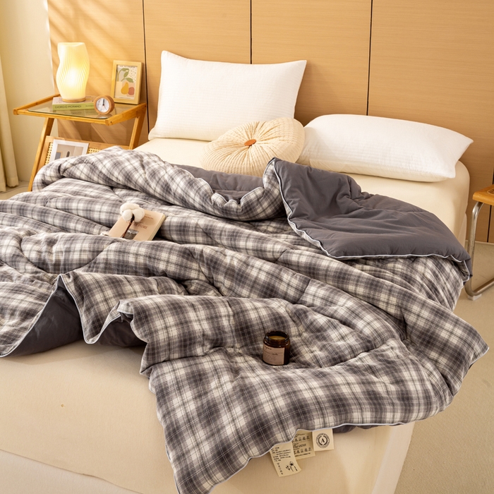 91家纺网 家纺一手货源 找家纺 美梦之都 2025新款全棉纯棉A类新疆棉花冬被被子被芯 灰中格