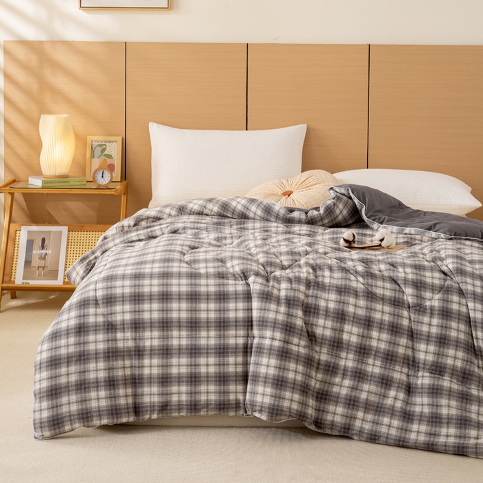 91家纺网 家纺一手货源 找家纺 美梦之都 2025新款全棉纯棉A类新疆棉花冬被被子被芯 灰中格