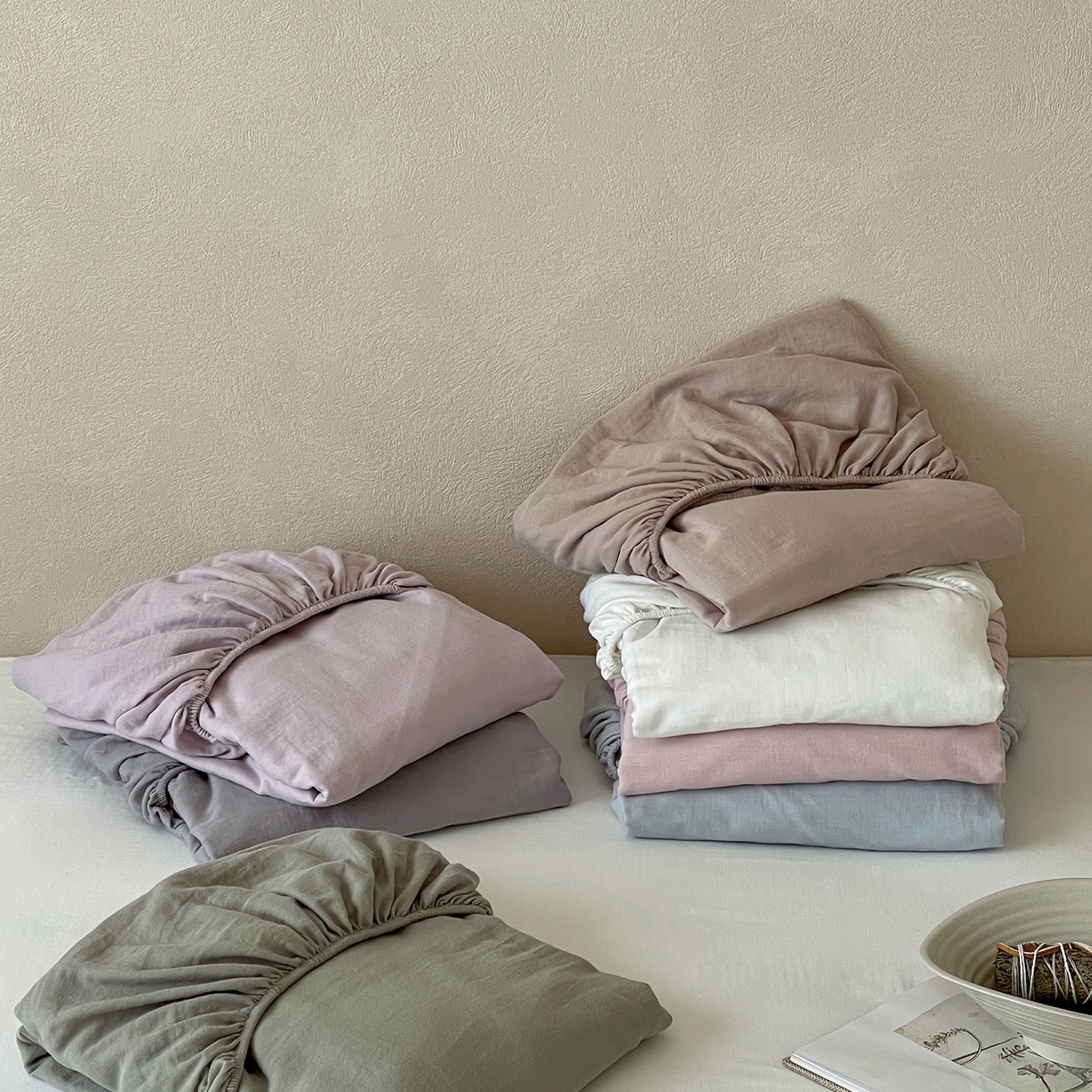 91家纺网 家纺一手货源 找家纺 三味舒屋 2025新款花边美学全棉双层纱单品单床笠 组合图仅供展示