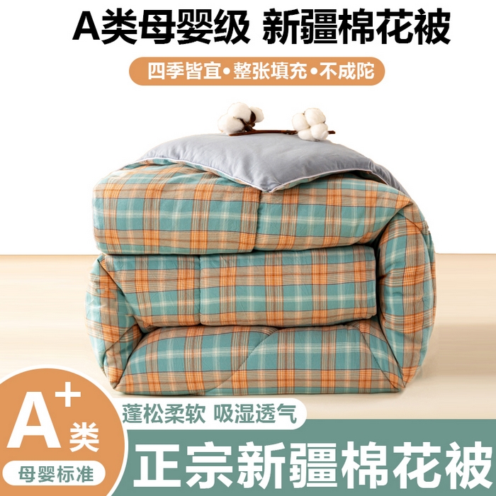 91家纺网 家纺一手货源 找家纺 美梦之都 2025新款可拆洗棉花被水洗棉被子被芯冬被学生 蓝小小格