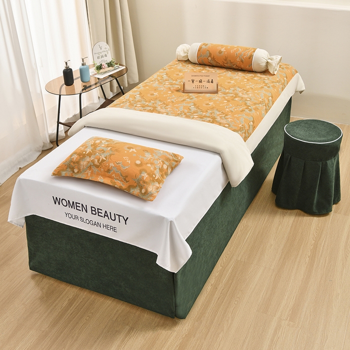 不打烊家纺 2025新款全棉有氧双层纱羊毛尼美容床罩系列套件-蝶舞 蝶舞-墨绿