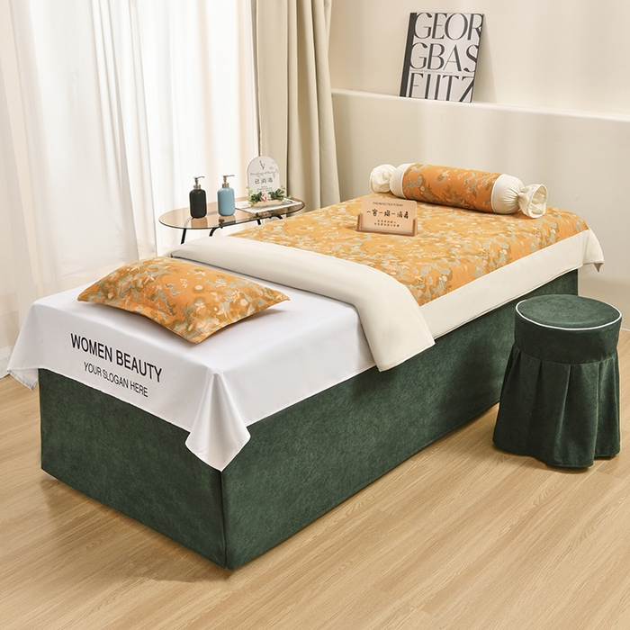 91家纺网 家纺一手货源 找家纺 不打烊家纺 2025新款全棉有氧双层纱羊毛尼美容床罩系列套件-蝶舞 蝶舞-墨绿