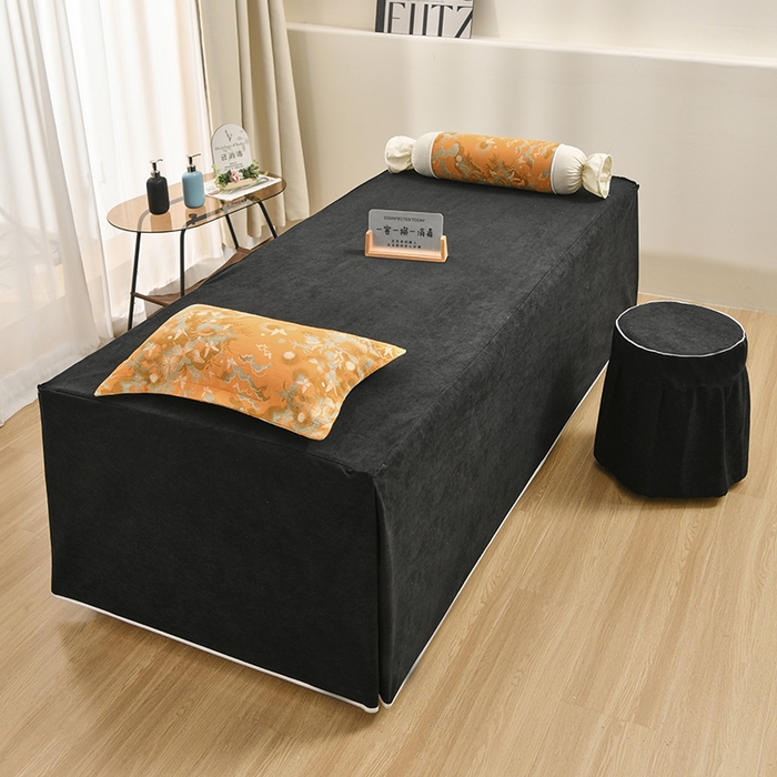 91家纺网 家纺一手货源 找家纺 不打烊家纺 2025新款全棉有氧双层纱羊毛尼美容床罩系列套件-蝶舞 蝶舞-黑色