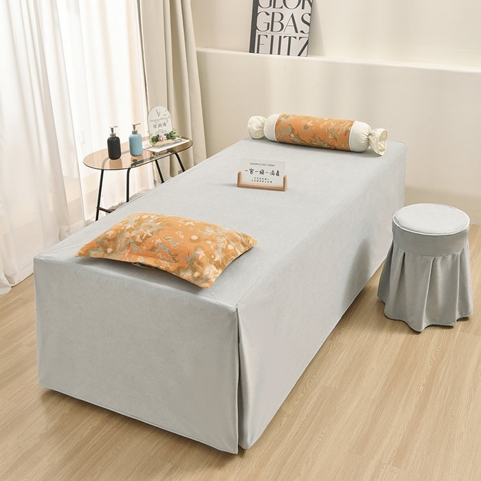 91家纺网 家纺一手货源 找家纺 不打烊家纺 2025新款全棉有氧双层纱羊毛尼美容床罩系列套件-蝶舞 蝶舞-灰色