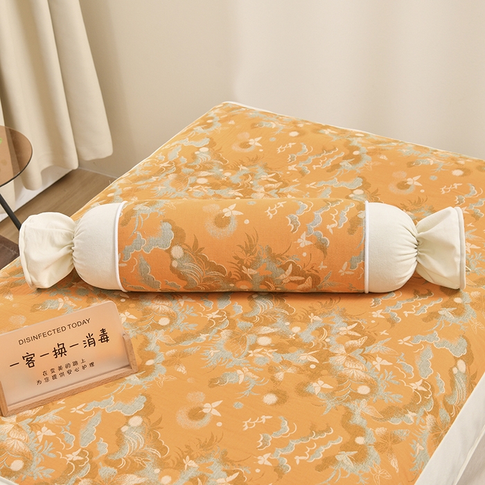 91家纺网 家纺一手货源 找家纺 不打烊家纺 2025新款全棉有氧双层纱羊毛尼美容床罩系列套件-蝶舞 蝶舞-卡其