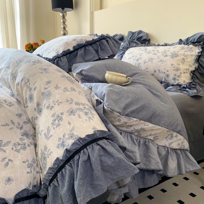 大麦家纺 2025新款复古风高端提花水洗亚麻原麻四件套 青瓷岁月