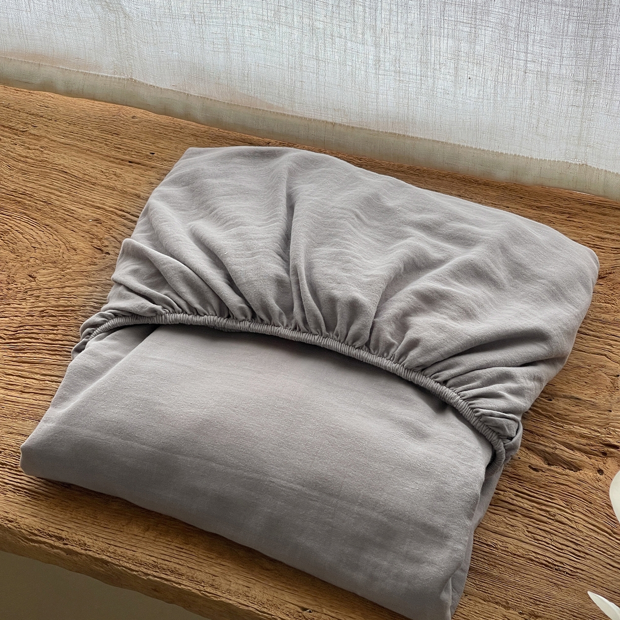 三味舒屋 2025新款花边美学全棉双层纱单品单床笠 浅花灰