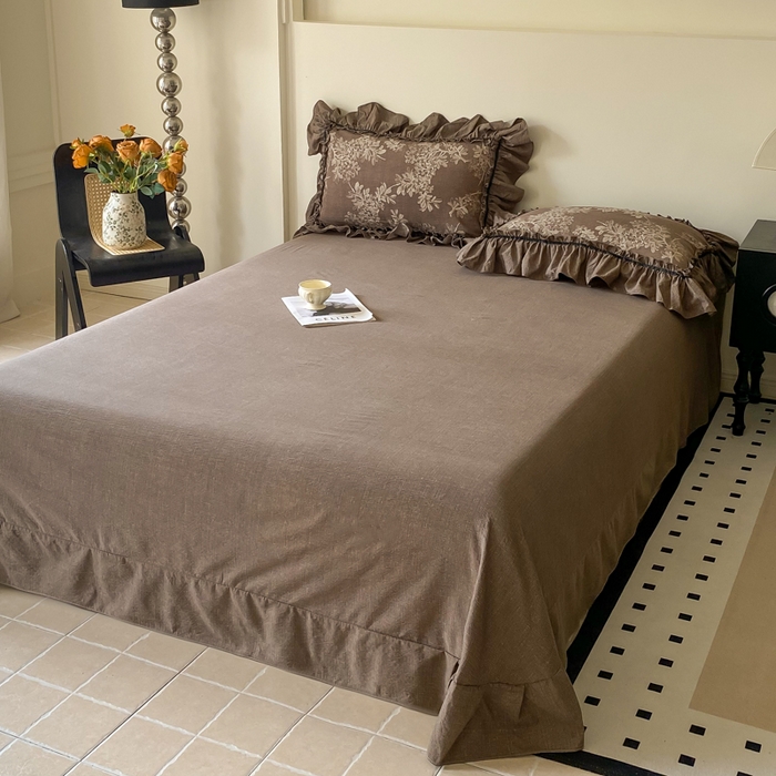 91家纺网 家纺一手货源 找家纺 大麦家纺 2025新款复古风高端提花水洗亚麻原麻四件套 秋意浓