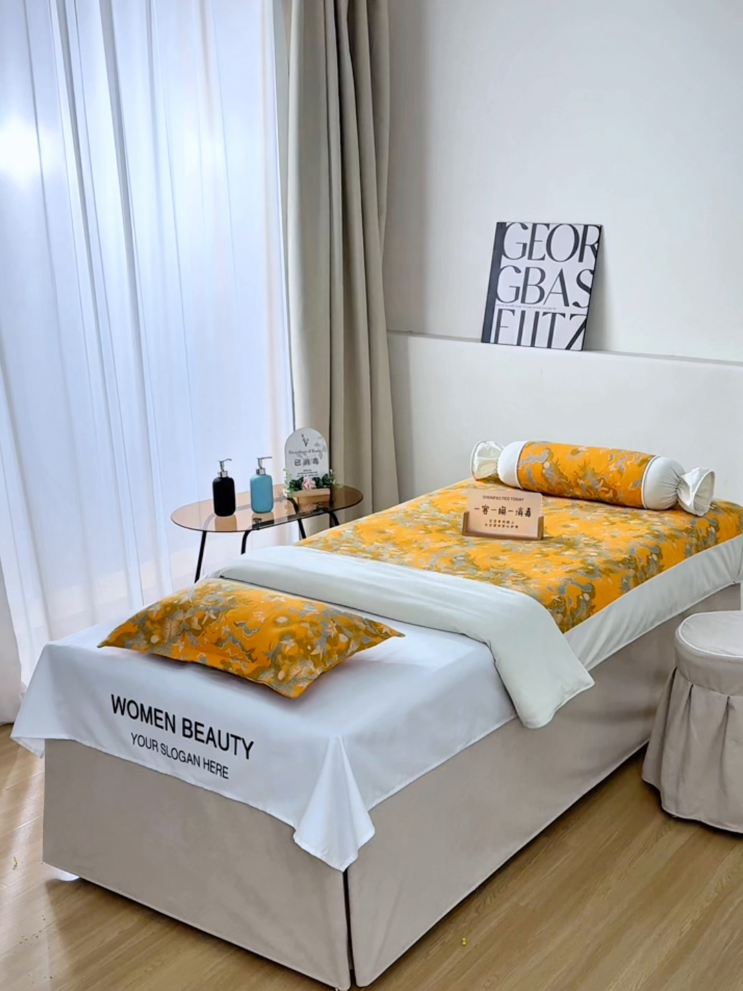 91家纺网 家纺一手货源 找家纺 不打烊家纺 2025新款全棉有氧双层纱羊毛尼美容床罩系列套件-蝶舞 蝶舞-卡其