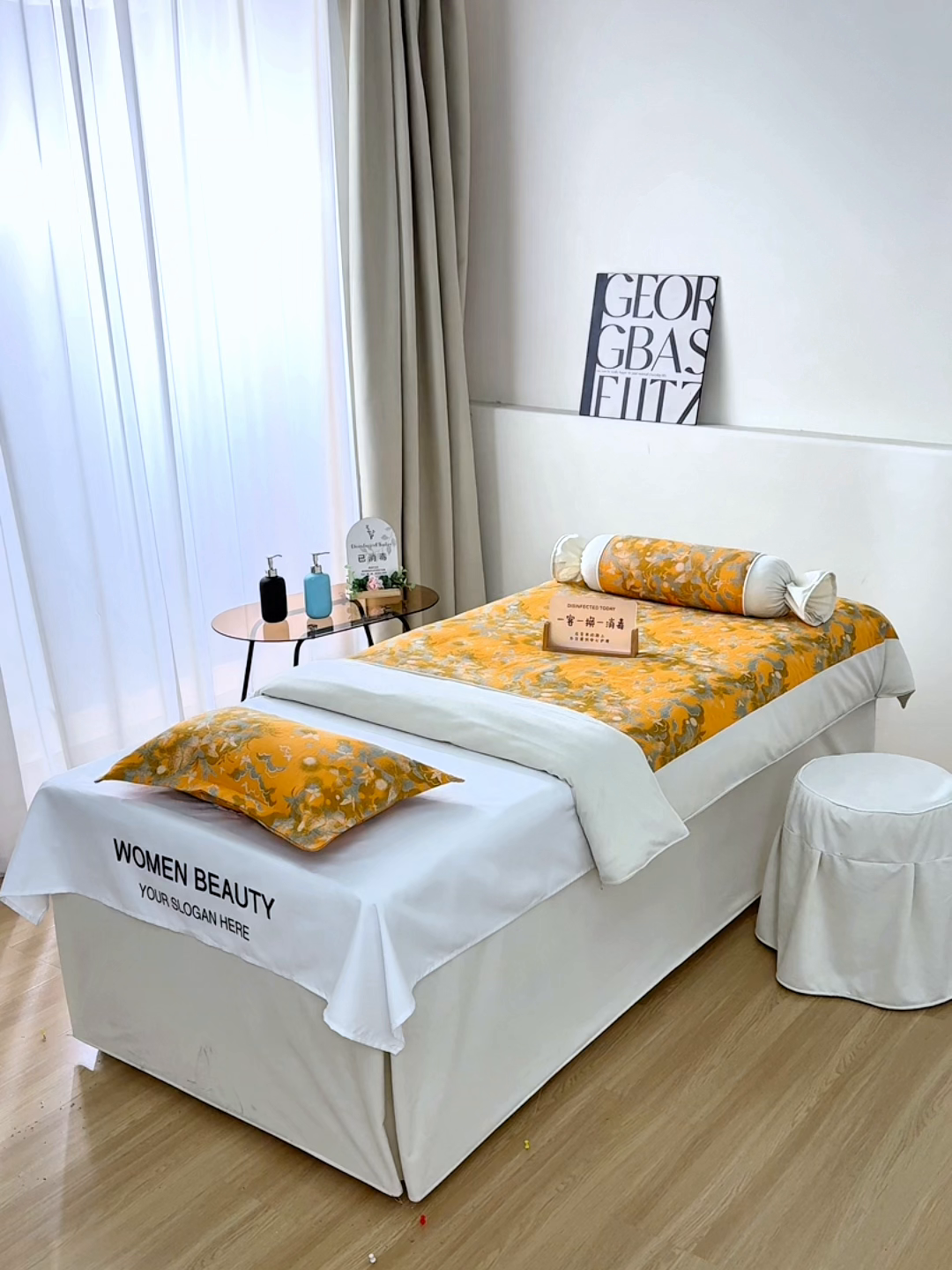 91家纺网 家纺一手货源 找家纺 （总）不打烊家纺 2025新款全棉有氧双层纱羊毛尼美容床罩系列套件-蝶舞