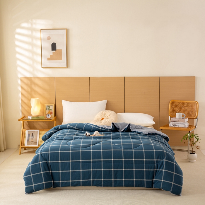 91家纺网 家纺一手货源 找家纺 美梦之都 2025新款全棉纯棉A类新疆棉花冬被被子被芯 蓝大格