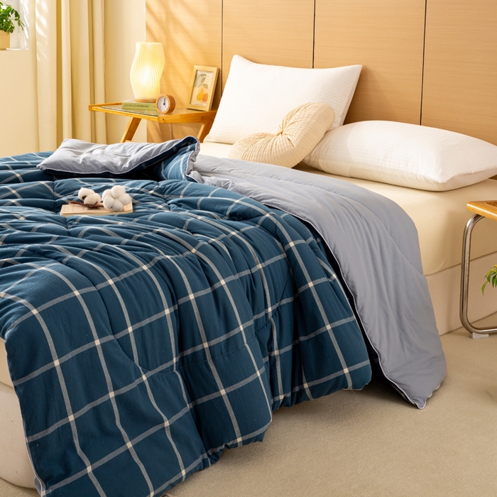 91家纺网 家纺一手货源 找家纺 美梦之都 2025新款全棉纯棉A类新疆棉花冬被被子被芯 蓝大格