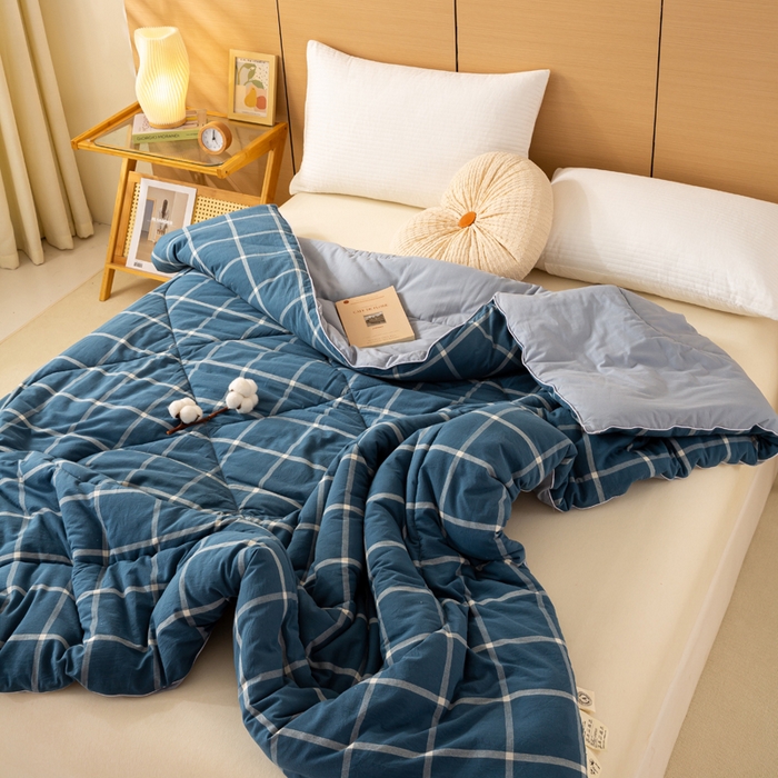 91家纺网 家纺一手货源 找家纺 美梦之都 2025新款全棉纯棉A类新疆棉花冬被被子被芯 蓝大格