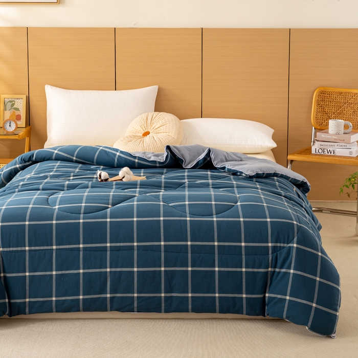 91家纺网 家纺一手货源 找家纺 美梦之都 2025新款全棉纯棉A类新疆棉花冬被被子被芯 蓝大格