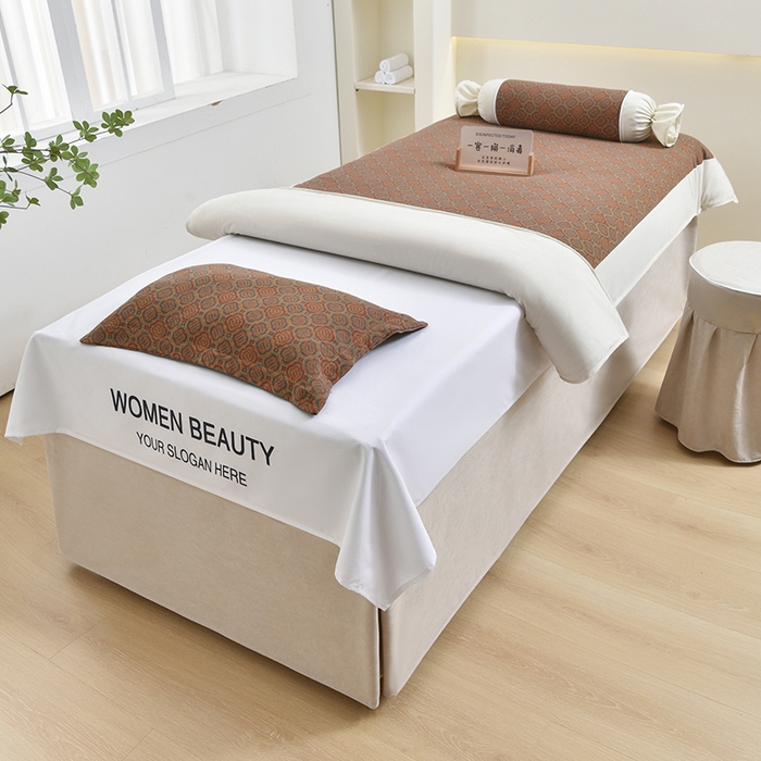 不打烊家纺 2025新款全棉有氧双层纱羊毛尼美容床罩系列套件-格伦 格伦-卡其