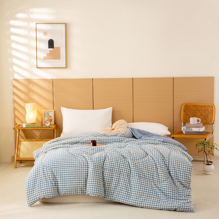 91家纺网 家纺一手货源 找家纺 美梦之都 2025新款全棉纯棉A类新疆棉花冬被被子被芯 蓝小格