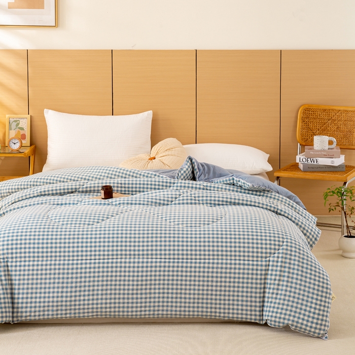 91家纺网 家纺一手货源 找家纺 美梦之都 2025新款全棉纯棉A类新疆棉花冬被被子被芯 蓝小格