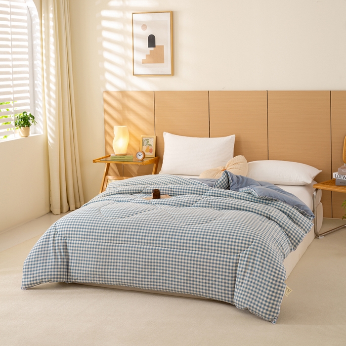 91家纺网 家纺一手货源 找家纺 美梦之都 2025新款全棉纯棉A类新疆棉花冬被被子被芯 蓝小格