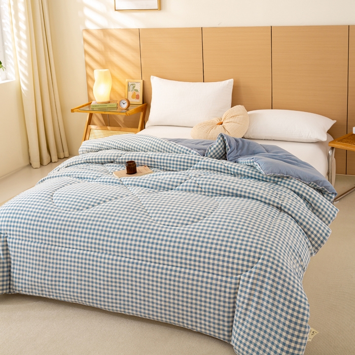 91家纺网 家纺一手货源 找家纺 美梦之都 2025新款全棉纯棉A类新疆棉花冬被被子被芯 蓝小格