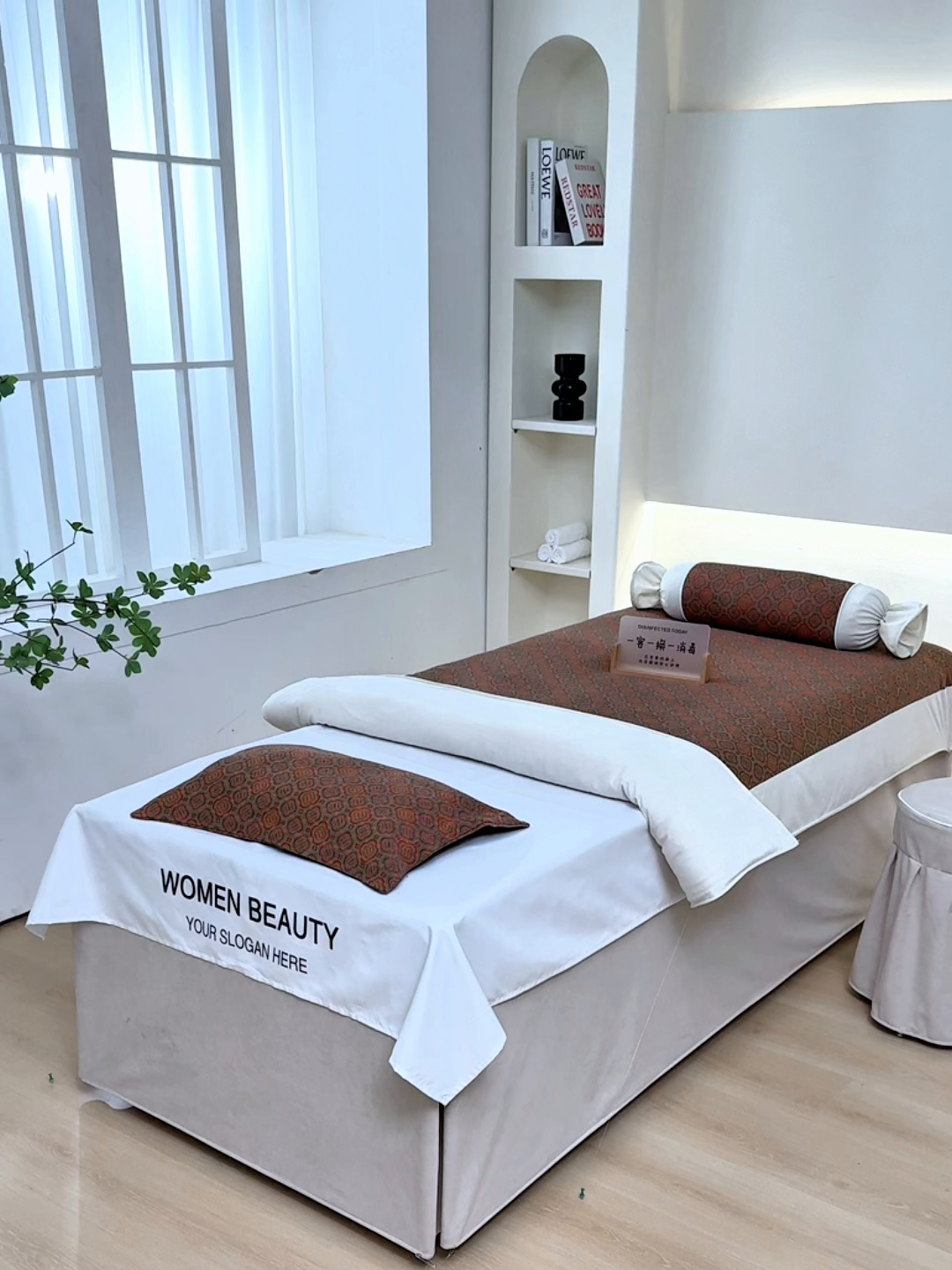 91家纺网 家纺一手货源 找家纺 不打烊家纺 2025新款全棉有氧双层纱羊毛尼美容床罩系列套件-格伦 格伦-卡其