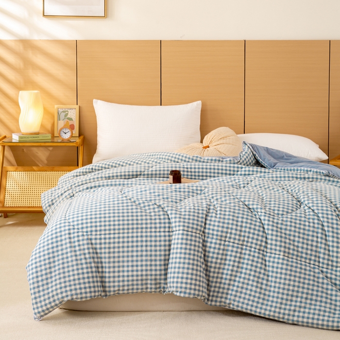 91家纺网 家纺一手货源 找家纺 美梦之都 2025新款全棉纯棉A类新疆棉花冬被被子被芯 蓝小格