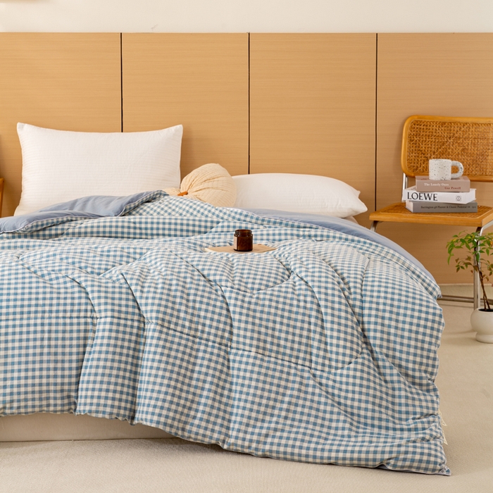 91家纺网 家纺一手货源 找家纺 美梦之都 2025新款全棉纯棉A类新疆棉花冬被被子被芯 蓝小格