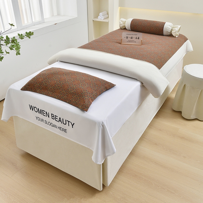 不打烊家纺 2025新款全棉有氧双层纱羊毛尼美容床罩系列套件-格伦 格伦-米白