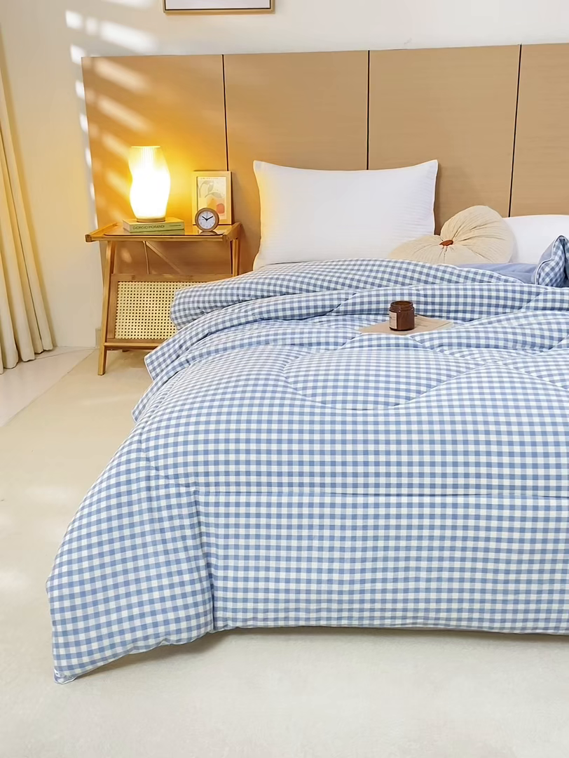 91家纺网 家纺一手货源 找家纺 美梦之都 2025新款全棉纯棉A类新疆棉花冬被被子被芯 蓝小格