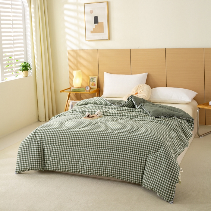 91家纺网 家纺一手货源 找家纺 美梦之都 2025新款全棉纯棉A类新疆棉花冬被被子被芯 绿小格