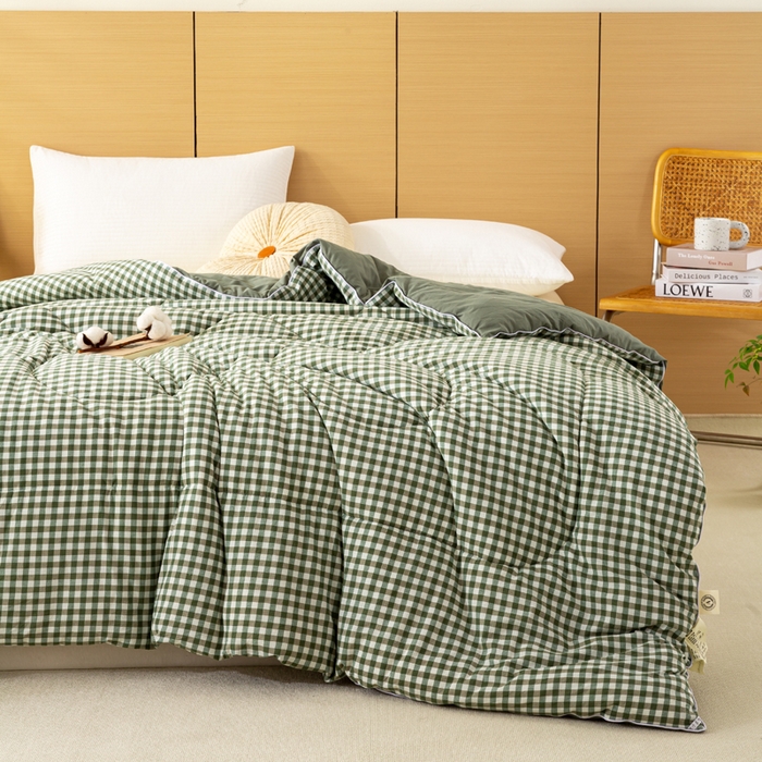 91家纺网 家纺一手货源 找家纺 美梦之都 2025新款全棉纯棉A类新疆棉花冬被被子被芯 绿小格