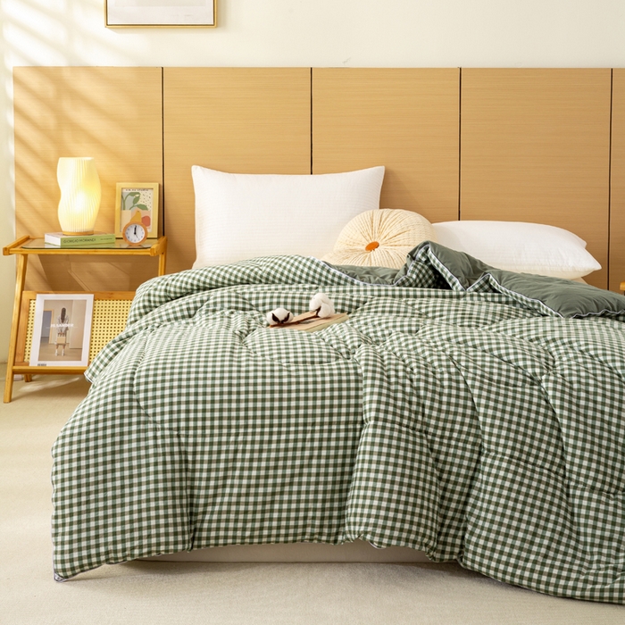 91家纺网 家纺一手货源 找家纺 美梦之都 2025新款全棉纯棉A类新疆棉花冬被被子被芯 绿小格