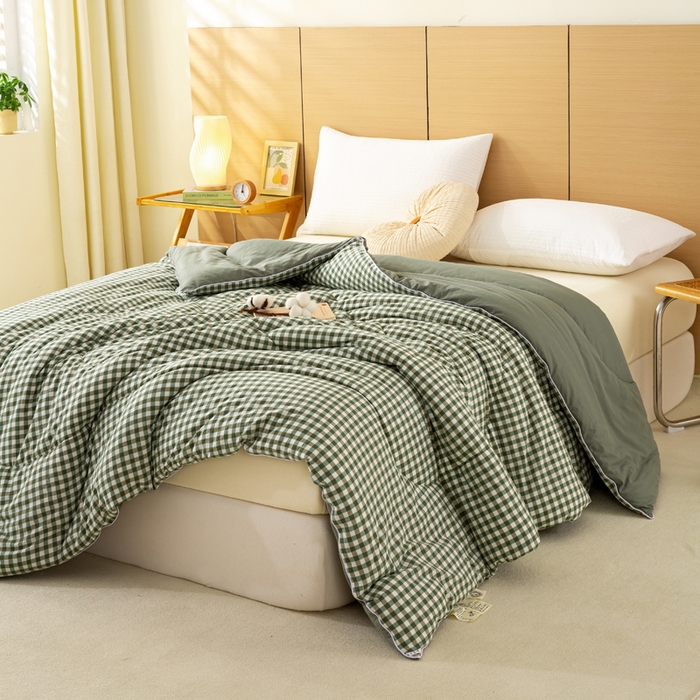 91家纺网 家纺一手货源 找家纺 美梦之都 2025新款全棉纯棉A类新疆棉花冬被被子被芯 绿小格