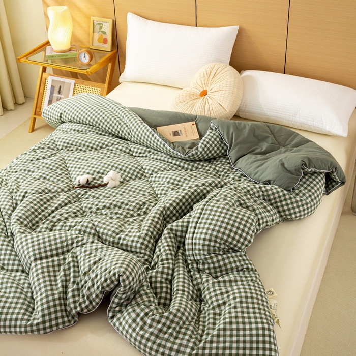 91家纺网 家纺一手货源 找家纺 美梦之都 2025新款全棉纯棉A类新疆棉花冬被被子被芯 绿小格