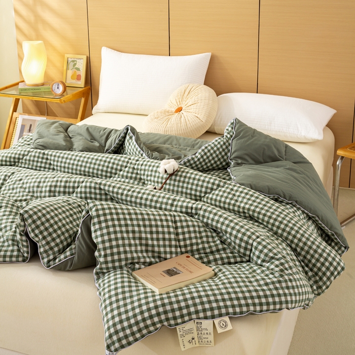 91家纺网 家纺一手货源 找家纺 美梦之都 2025新款全棉纯棉A类新疆棉花冬被被子被芯 绿小格