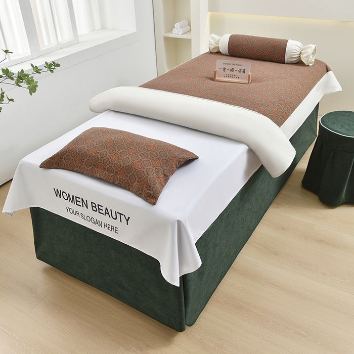 不打烊家纺 2025新款全棉有氧双层纱羊毛尼美容床罩系列套件-格伦 格伦-墨绿