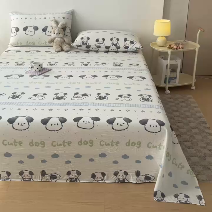 91家纺网 家纺一手货源 找家纺 （总）盛秋家纺 2025新款A类水洗棉卡通印花床单单品床单