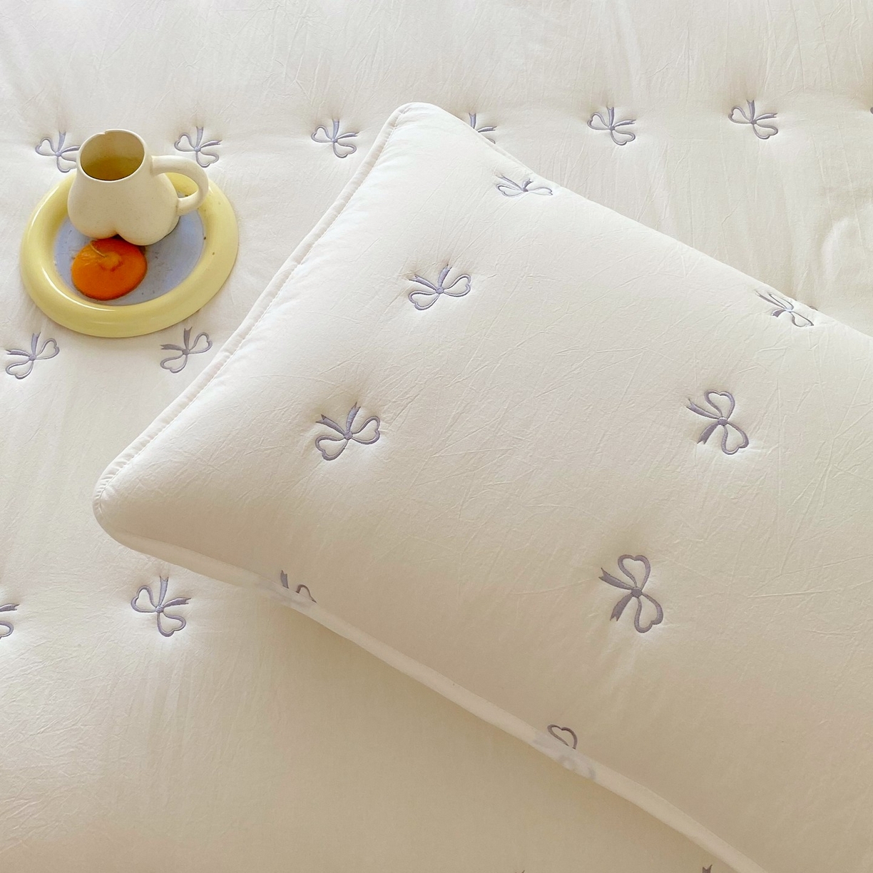 91家纺网 家纺一手货源 找家纺 （总）尊康家纺（原磊科） 2025新款7A抗菌全棉色织水洗棉大豆棉填充床笠-同心结