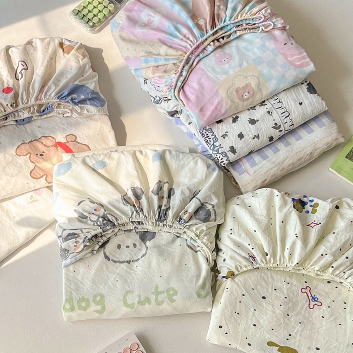 91家纺网 家纺一手货源 找家纺 （总）盛秋家纺 2025新款A类水洗棉卡通印花床笠单品床笠单件单床笠